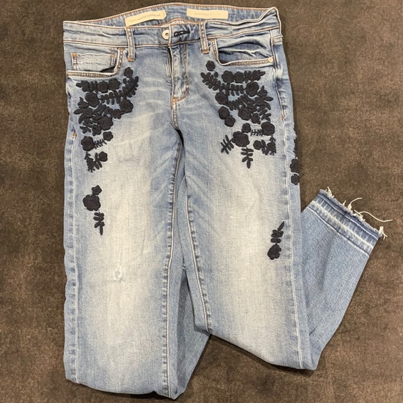 Pilcro and the Letterpress Denim - Anthro | Embroidered Slim Boyfriend Jeans